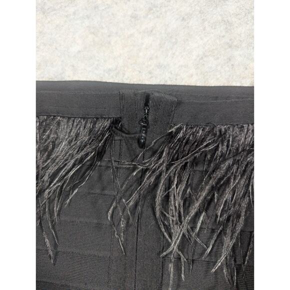 Elliatt Womens Off Shoulder Feather Trim Bodycon Dress Small Black Cocktail - Picture 12 of 12